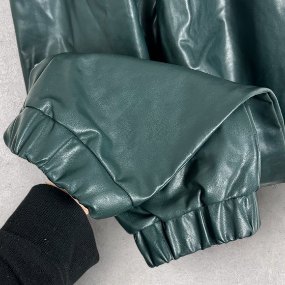 NWT Abercrombie & Fitch Green Faux Leather Joggers Size Small Sweatpants NEW S - Picture 9 of 15